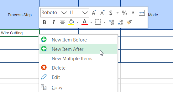 AIAG PFMEA Worksheet Insert New Process Step